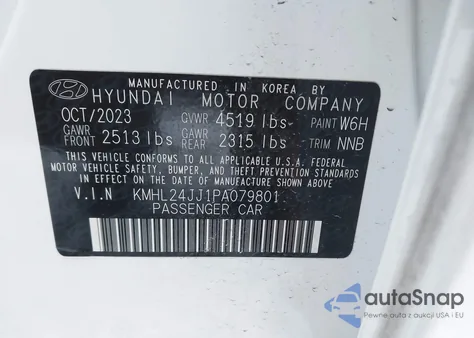 2023 Hyundai Sonata Hybrid Blue z USA, uszkodzony, nr VIN KMHL24JJ1PA079801